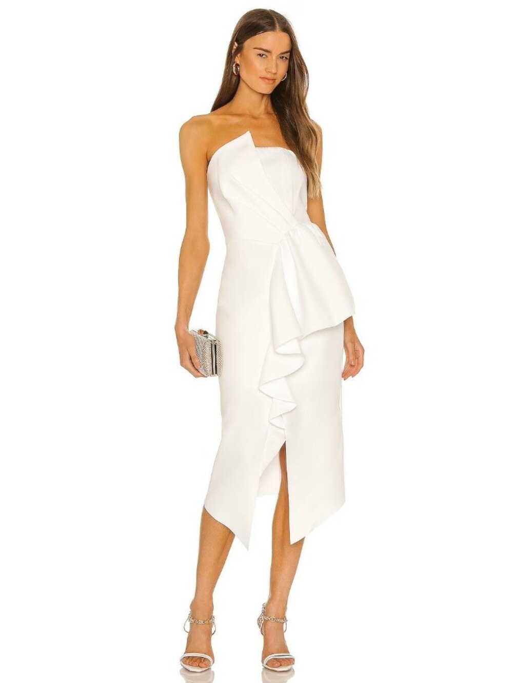 ELLIATT Reception Dress in Ivory Small New Womens Strapless Midi Cocktail